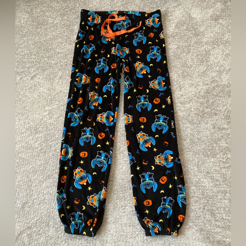 Disney Stitch Halloween Joggers Sweat Pants Medium Pumpkin Vampire Dracula
